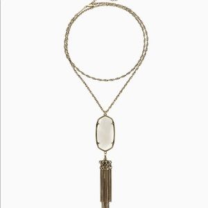 Rayne Necklace Antique Brass w/ White banded Agate